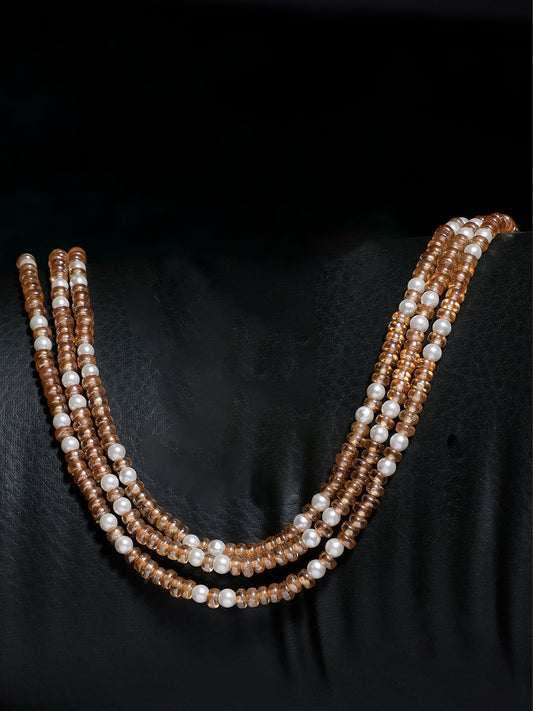 Peach and Gold Natural Stones Necklace from Dugristyle Ruhaniyat By Dugran