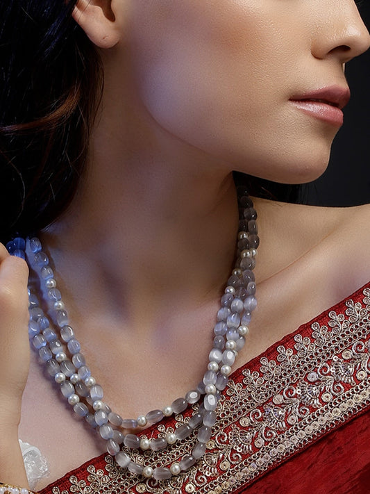 Grey and Gold Natural Stones Necklace from Dugristyle Ruhaniyat By Dugran