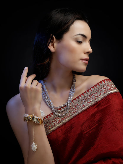 Grey and Gold Natural Stones Necklace from Dugristyle Ruhaniyat By Dugran