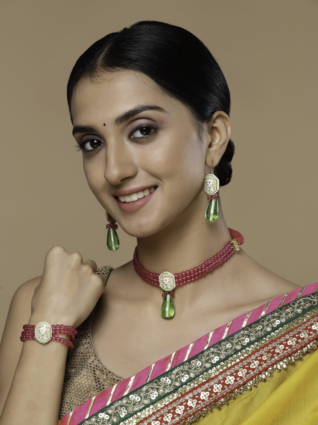 Buy online Handmade Silk Thread Pink And Green Bangles Set Of 14 from  Imitation Jewellery for Women by Dishu for ₹449 at 65% off | 2024  Limeroad.com