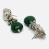 Green & Silver Drop Earring with Kundan & Pearls