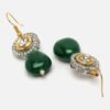 Green & Gold Drop Earring with Kundan & American Diamonds