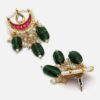 Pink & Green Drop Earring with Kundan & Natural Stones
